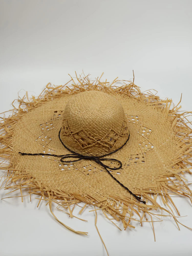 Frayed Raffia Sun Hat - Barbados - Natural