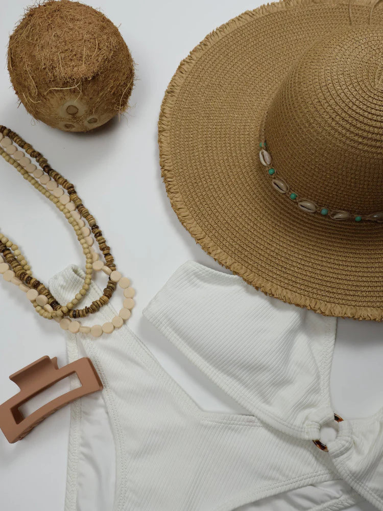 Cowrie Shell Sun Hat - Seychelles - Natural