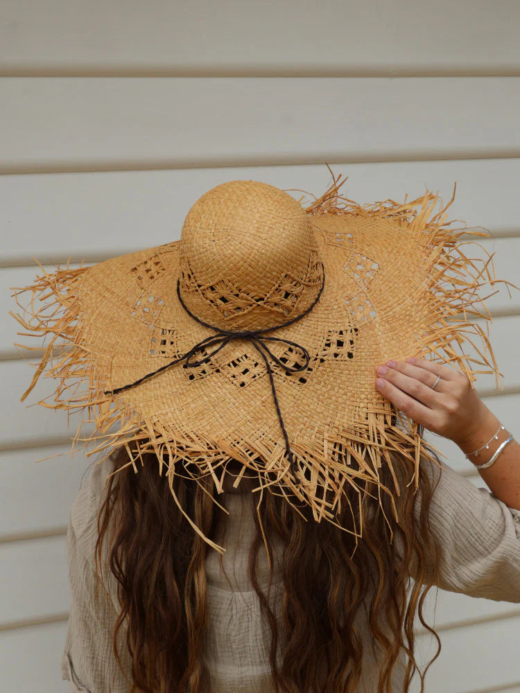 Frayed Raffia Sun Hat - Barbados - Natural
