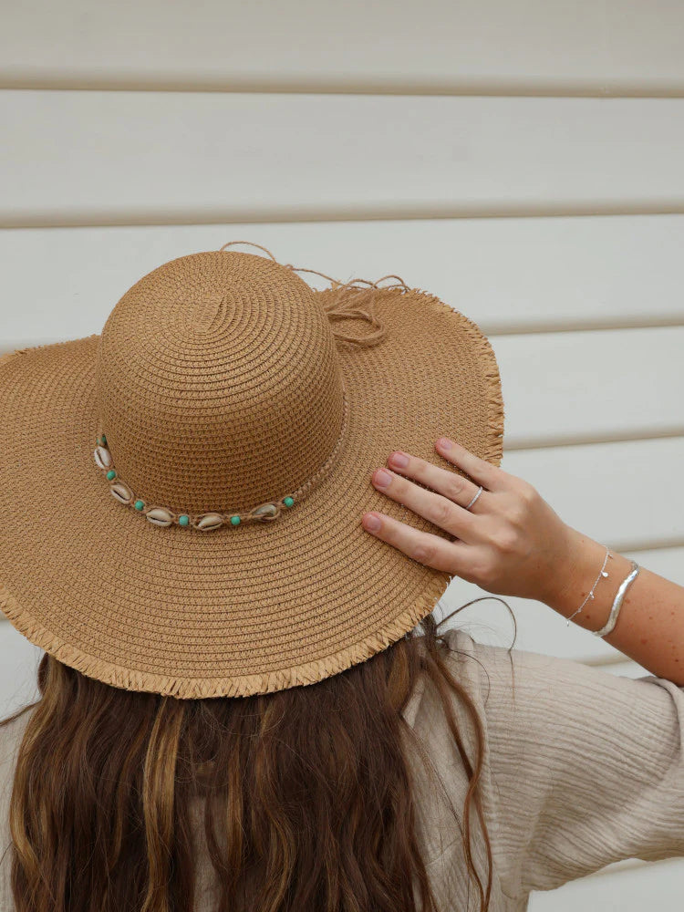 Cowrie Shell Sun Hat - Seychelles - Natural