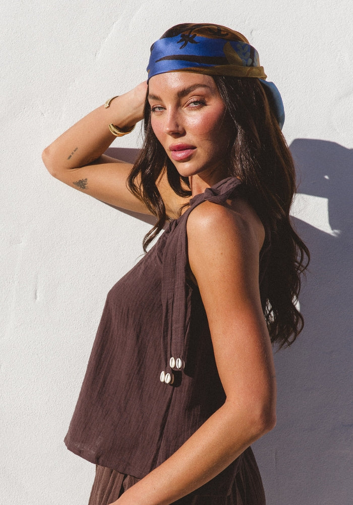 Sicily One Shoulder Tie Top - Espresso