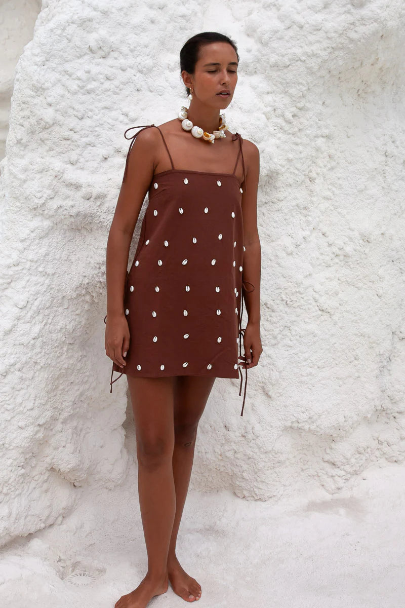 DEDE COWRIE SHELL BEADED DRESS