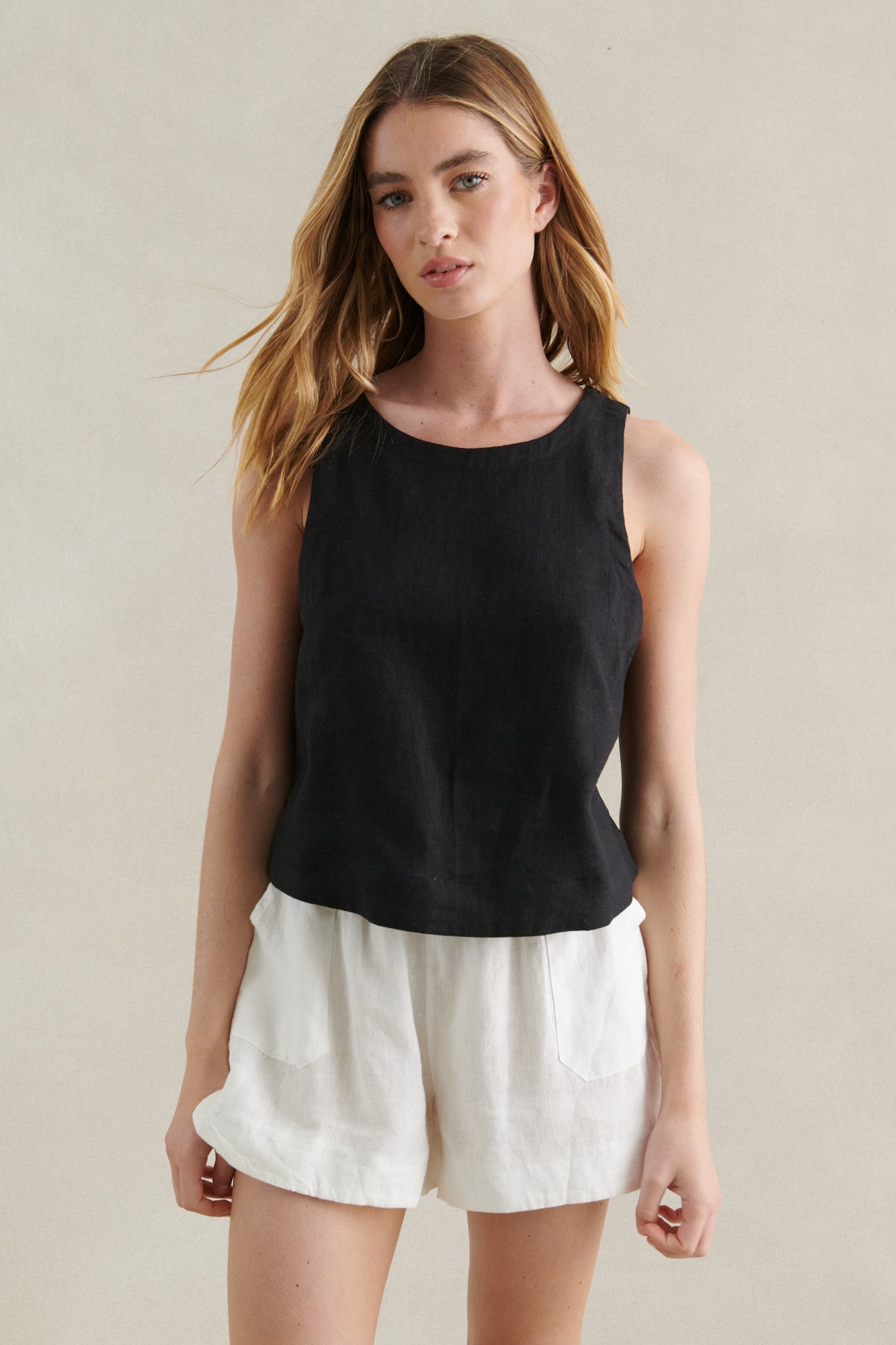 Black Linen Top